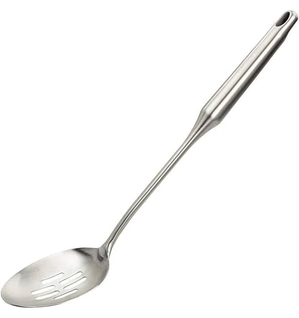 Stainless Steel Slotted Cooking Spoon, Large Metal Chef Strainer Utensil For Cooking, Serving, And Mixing