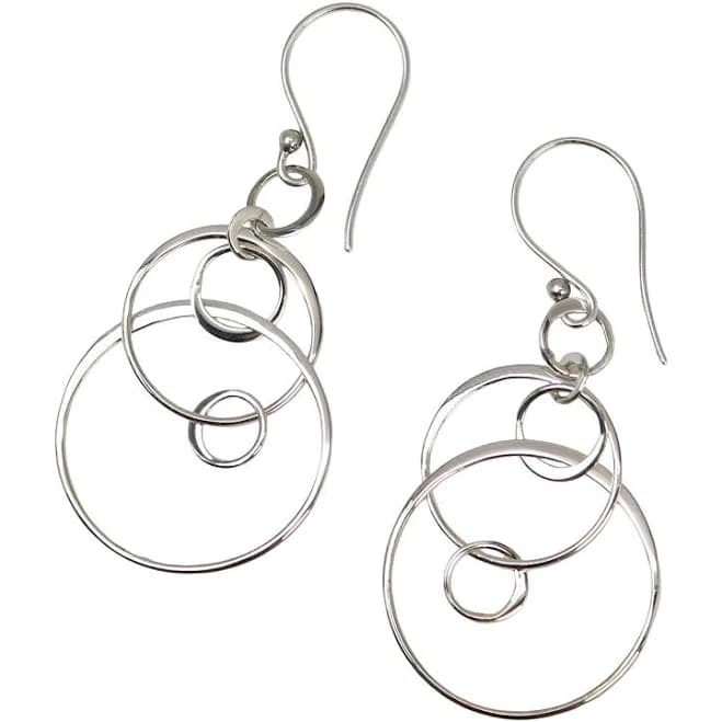 Sterling Silver Multi-Hoop Tiered Dangle Earrings
