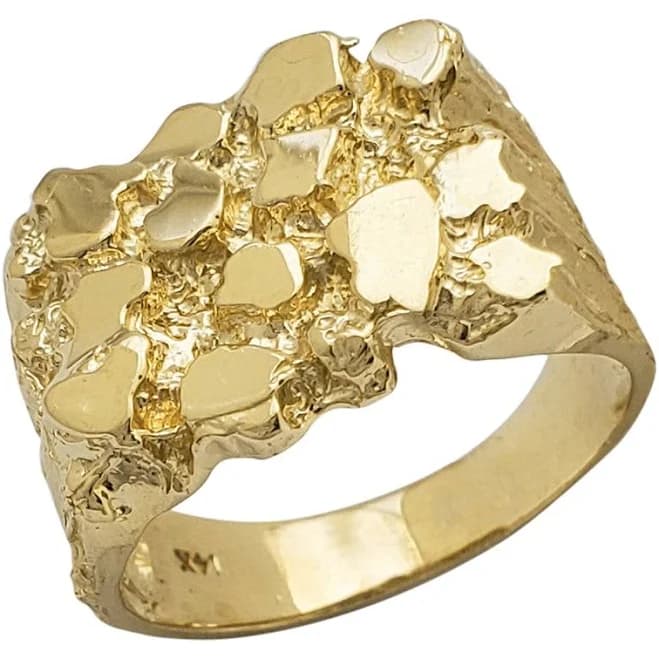 14K Borderless Textured Nugget Ring for Men