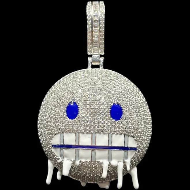 Iceman Blue Eyed Drippy Mouth Iced Out Diamond Tennis Chain Necklace