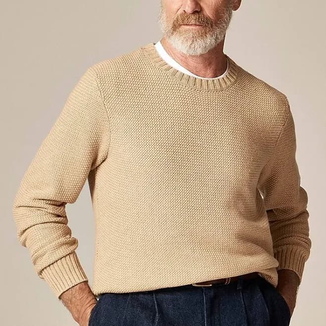 J.Crew Men's Basket-Stitch Cotton Crewneck Sweater