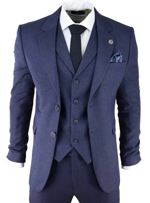 Men's Herringbone Tweed 3 Piece Suit