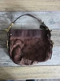 Coach Handbag Zoe Signature Brown Jaquard Hobo Large Shoulder Purse G0893-12674