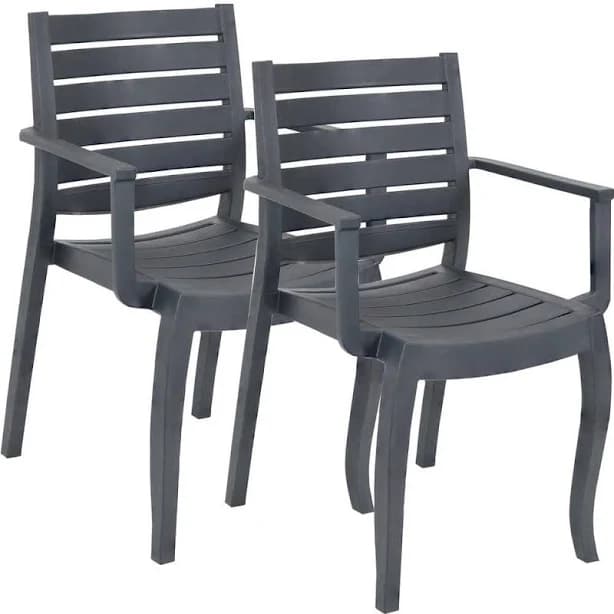 Sunnydaze Illias Plastic Outdoor Patio Arm Chair