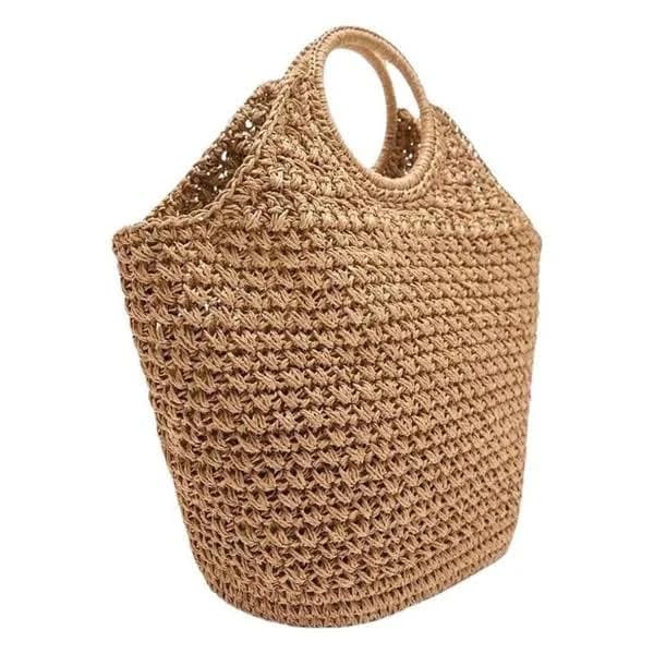 Handwoven Straw Tote Bag with Round Handle