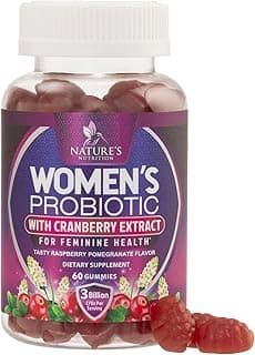 Probiotics for Women Gummies with Cranberry - 6 Premium Strains for PH Balance, Digestive Health, Vaginal & Immune Support, 3 Billion CFU, Women's Probiotic Gummy for Feminine Health - 60 Gummies