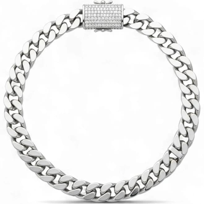 925 Sterling Silver Cuban Moissanite Necklace, 16 Inches