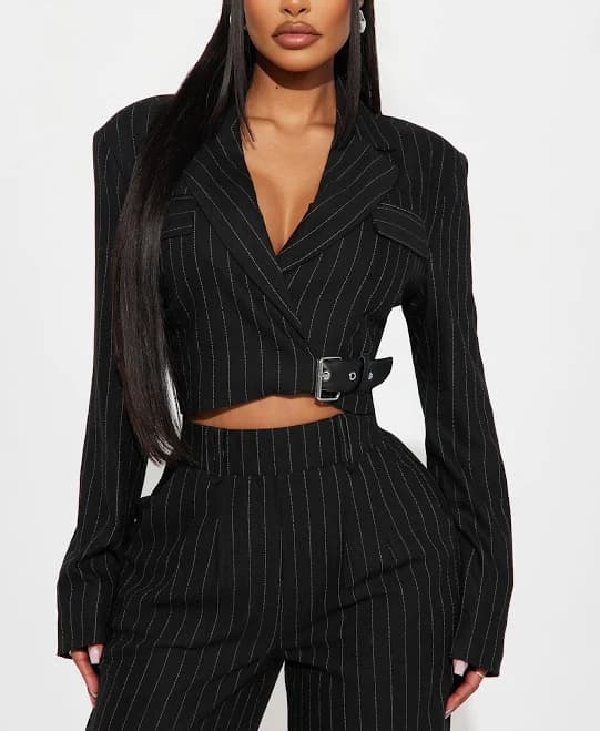 Fashion Nova Women's Breakeven Pinstripe Blazer