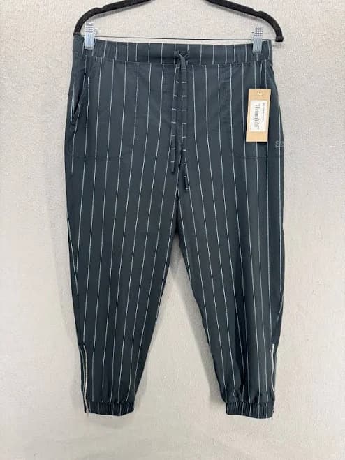 Albion Fit Jetsetters Jogger Pants Women Size Sp Petite Navy Pinstripe