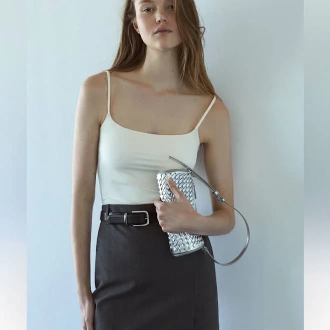 Mango Bags | Mango Silver Braided Cylindrical Textured Woven Handbag | Color: Silver | Size: Os | Pm-65535199's Closet