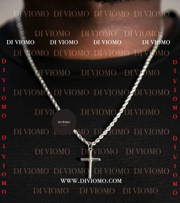 18K Silver Cross Necklace for Men