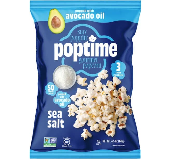 Poptime Sea Salt Popcorn Case Sharing Size Bags