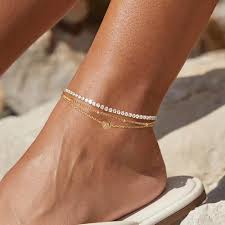 Amazon.com: YANODA Initial Ankle Bracelets for Women, 14K Gold Plated Anklets for Women Waterproof Dainty Layered Heart Letter Tennis Anklets Personalized Gifts for Women: Clothing, Shoes & Jewelry