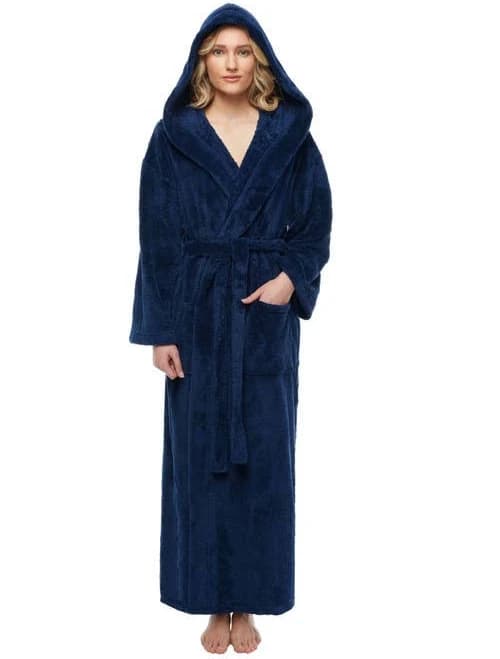 ARUS Women's Long Fleece Robe with Hood