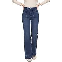 Generic Trendy Wide Leg Jeans for Women High Waisted Baggy Casual Cargo Pants Trendy Streetwear Outdoor Hiking Travel Sweatpants, XX-Large, A01_blue at Amazon Women's Jeans store