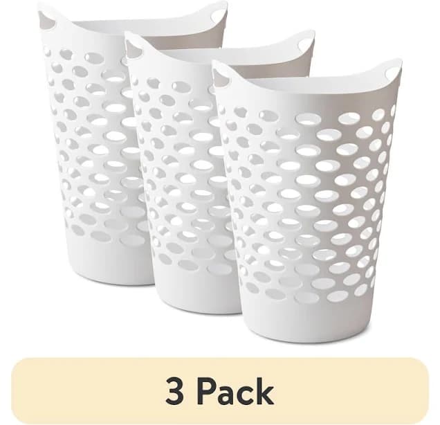 Mainstays Flexible Plastic Round Laundry Hampers with Handles