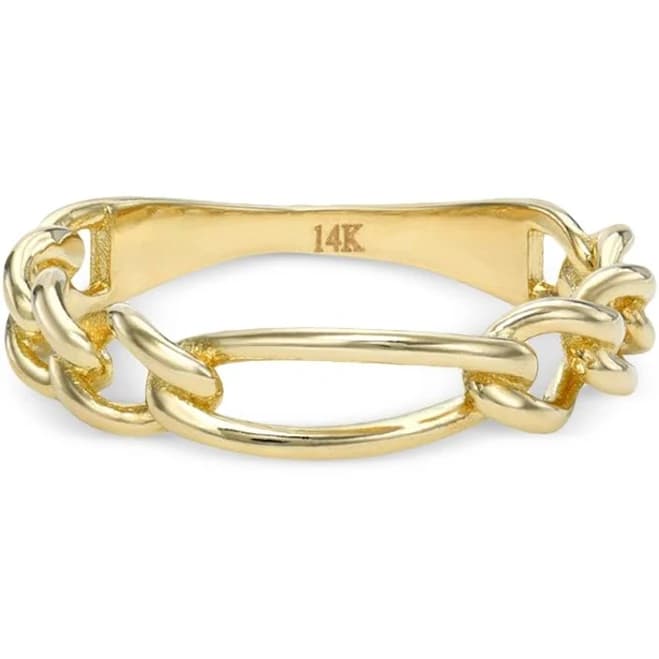 Zoe Lev 14K Yellow Gold Figaro Link Ring