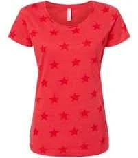 Code Five Star Print Scoop Neck Tee 3629 Women's