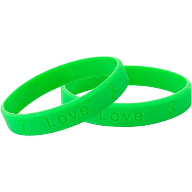 Green Awareness Silicone Bracelet Wristbands - Wholesale Bulk Premium Quality - Fundraising For A Cause