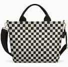 Sale Zip Crossbody Tote - Black + White Checkered / Small