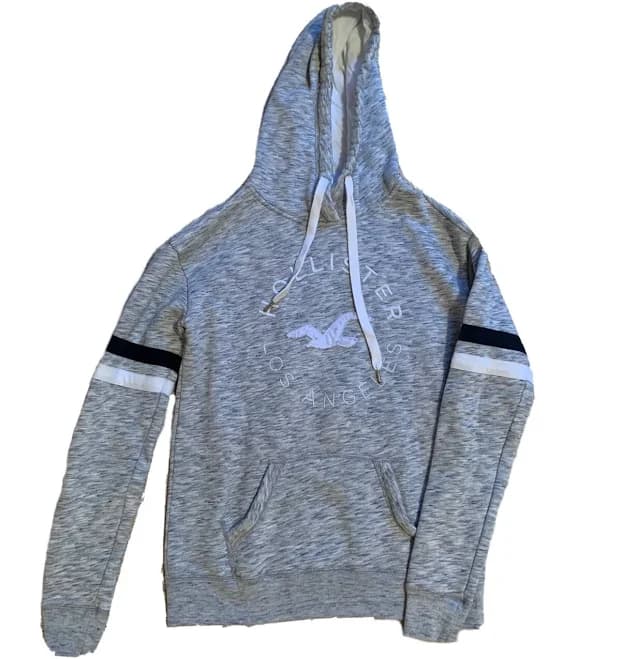 Hollister Hoodies Women Xs Grey Sleeve Striped Pullover Hoodie Black &