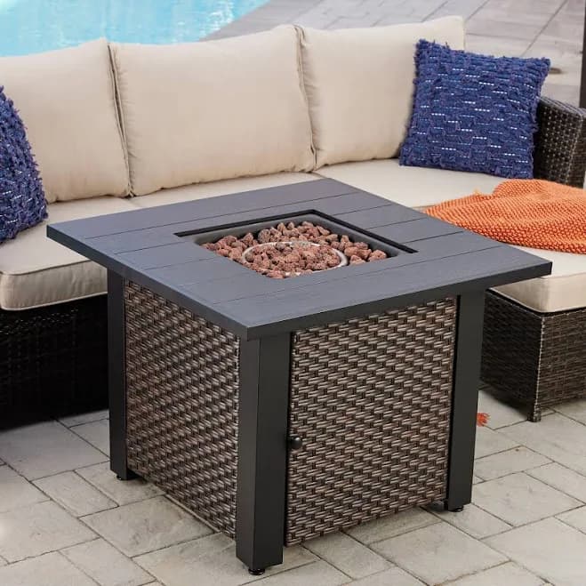 allen + roth Steel Square Liquid propane Fire pit table gad15420l