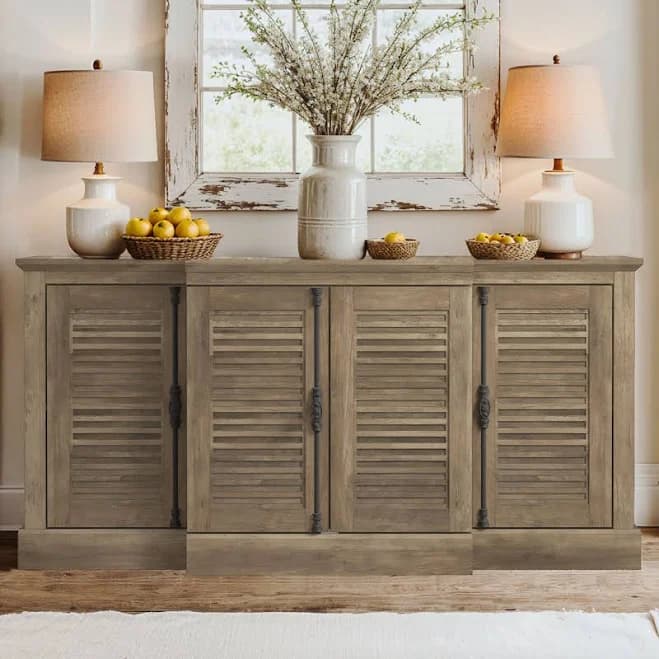 Winston Porter Malyha Farmhouse Louvered 4 Door Accent Sideboard