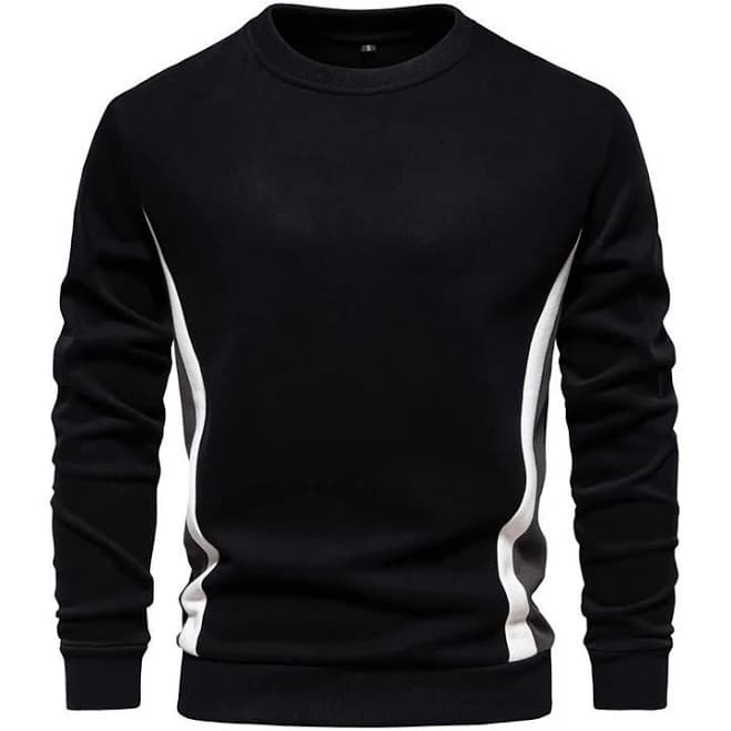 Men’s Color-Block Crewneck Sweatshirt Long Sleeve Casual Pullover, Men's, Size: XXL, Black