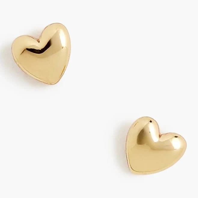 J.Crew Women's Heart Stud Earrings in Rich Gold