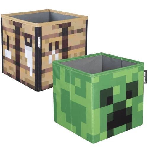 Minecraft Fabric Storage Boxes Creeper & Crafting Table 10" Collapsible