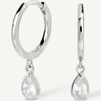 Cubic Zirconia Teardrop Hoop Earrings