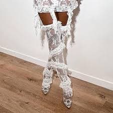 Amazon.com: jiahesuw Womens Aesthetic Sheer Flower Lace Thigh High Stockings Sweet Twill Ruffle Trim Patchwork Loose Over Knee Long Socks : Clothing, Shoes & Jewelry