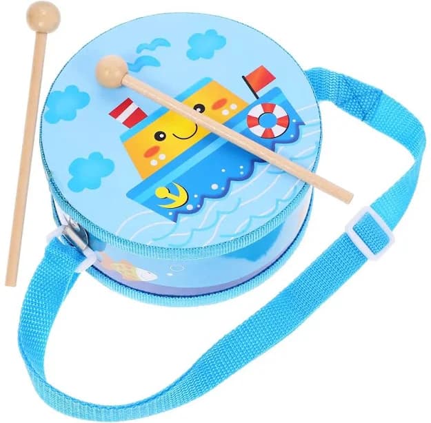 Cartoon Children Drum Instrument Kids Wooden Drum Drumming Instrument Educational Baby Learn Musical