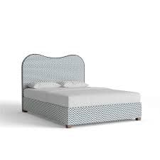 Blue Chenille Jacquard Custom Bed Frame: Willow Amalfi | Pepper Home