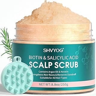 Scalp Scrub, Biotin 2-in-1 Scalp Exfoliator Scrub Clarifying Detox Shampoo with 3% Salicylic Acid & Tea Tree for Dandruff, Build Up, Itchy Scalp, Oily Hair & Dry Scalp Treatment with Scalp Massager