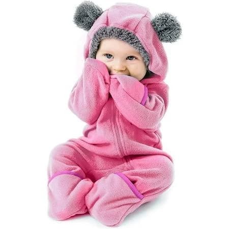 Cuddle Club One Piece Romper Hooded Fleece Onesie Jumper for Baby