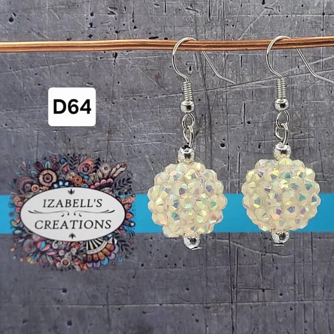 Handmade Iridescent Crystal Ball Dangle Earrings