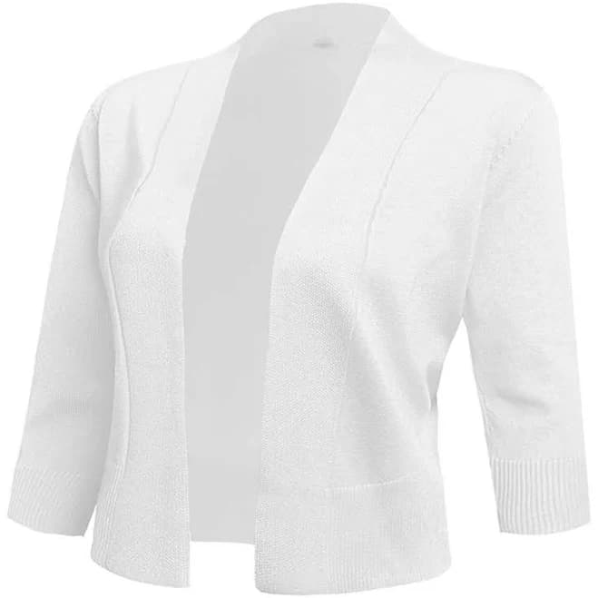 Aamilife Women's 3/4 Sleeve Cropped Open Front Cardigan