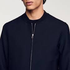 Zip-up varsity jacket blue for Men | Sandro Paris