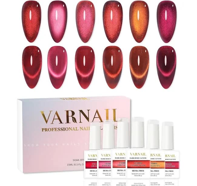 Shop Dark Red Rose Cat Eye Nail Magnetic Gel Polish Set