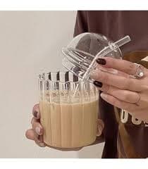 Butterfly Ribbed Glass Cup, Butterflys Drinking Glasses Butterfly Glass Tumbler with Straw and Lid, Coffee Mug Tea Cup Striped Drink Cups for Coffee, Juice, Beer, Whiskey, Milk, etc: Buy Online at Best