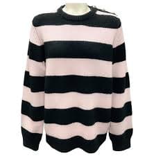 Cashmere Jumper Coppola Cashmere BARRIE X SOFIA COPPOLA PINK BLACK STRIPED CASHMERE KNIT SWEATER
