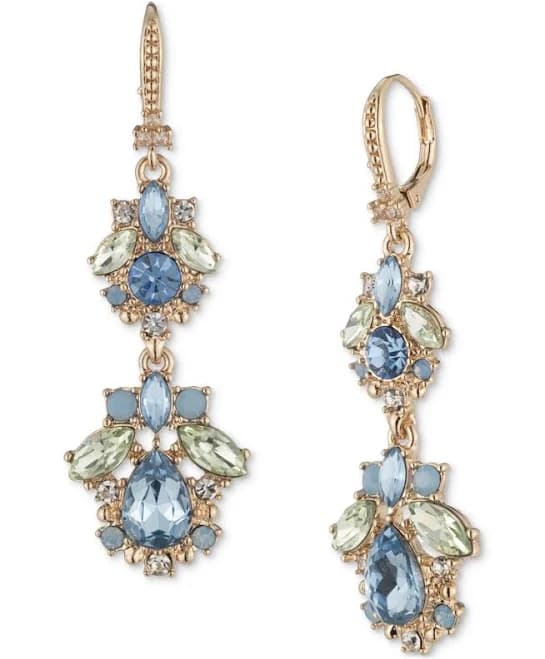 Marchesa Women's Double Drop Crystal Cluster Earrings