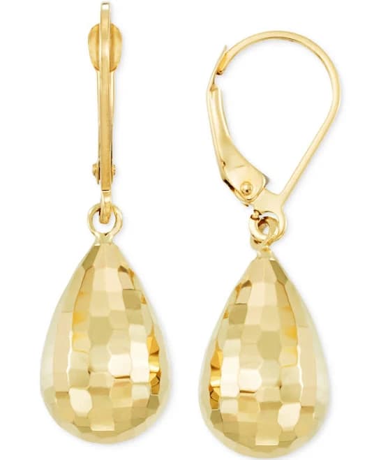 Macy's 14K Gold Teardrop Drop Earrings