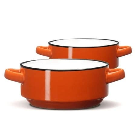 EcoDeco Ceramic Soup Bowls with Handles (Set of 2)
