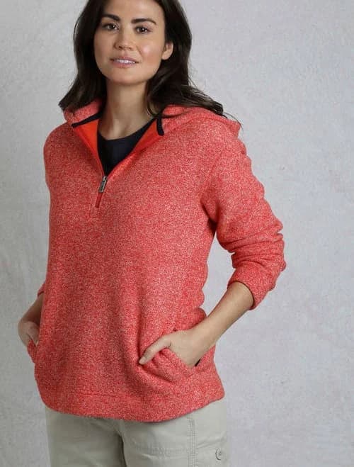 Weird Fish Alisa 1/4 Zip Snow Marl Fleece Hoodie