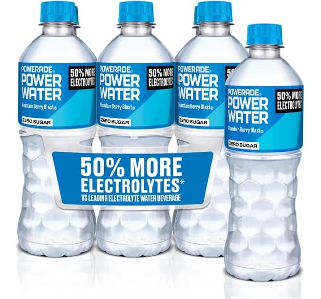 Powerade Power Water Zero Sugar Mountain Berry Blast Electrolyte Water Bottles