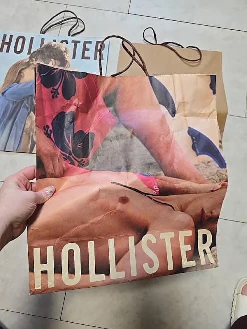 Lot of 3 Vintage Hollister Authentic Empty Couple Model Shopping Paper Tote Bag