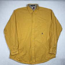 Vintage Tommy Hilfiger Shirt Mens Large Orange Plaid Button Down Long Sleeve | eBay
