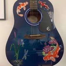 Hand Finished Rhinestone Acoustic Guitar. Koi Fish Detail. A Unique Piece of Art, Fully Playable for That Extra Special Gift. - Etsy